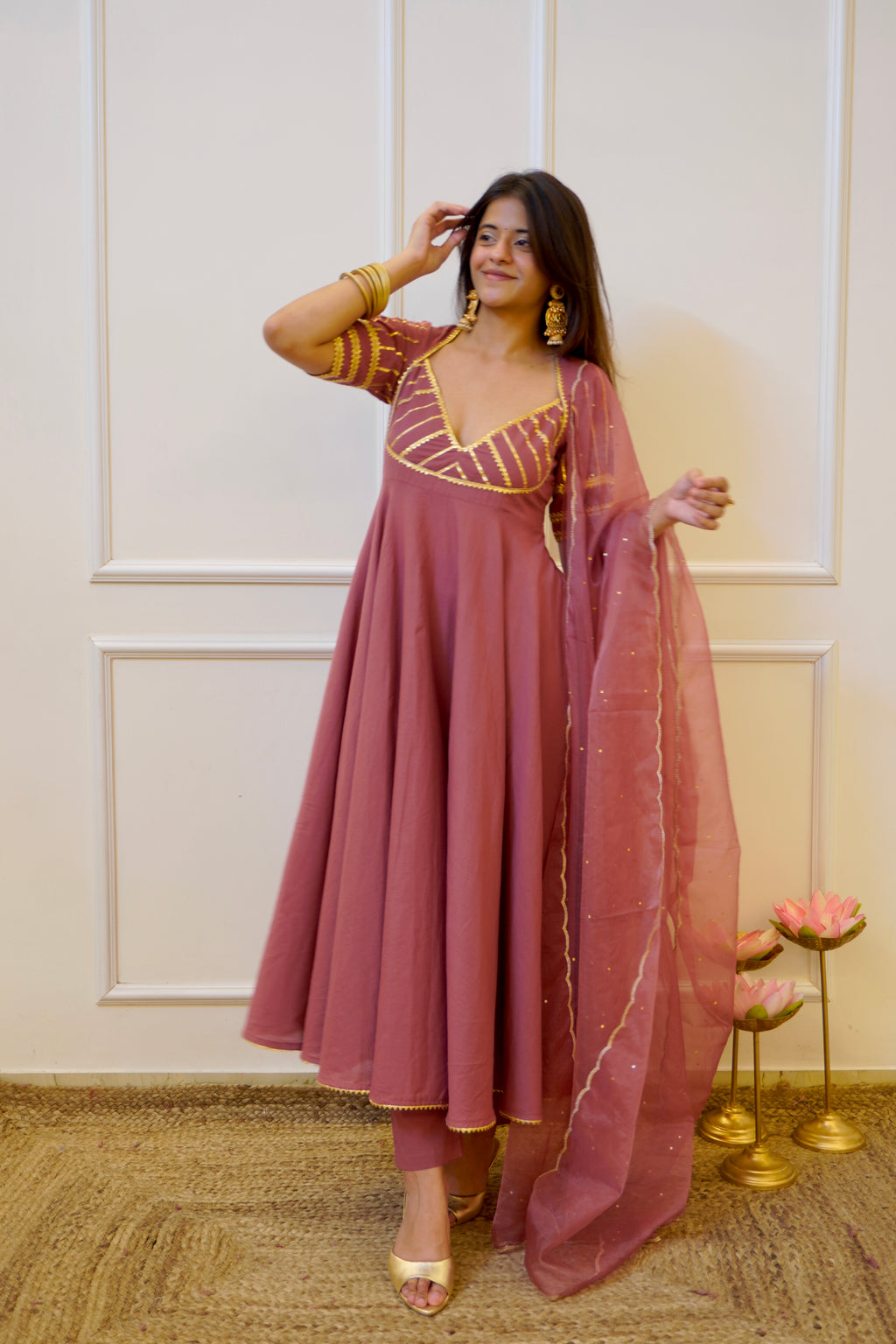 AANGI cotton anarkali set with dupatta