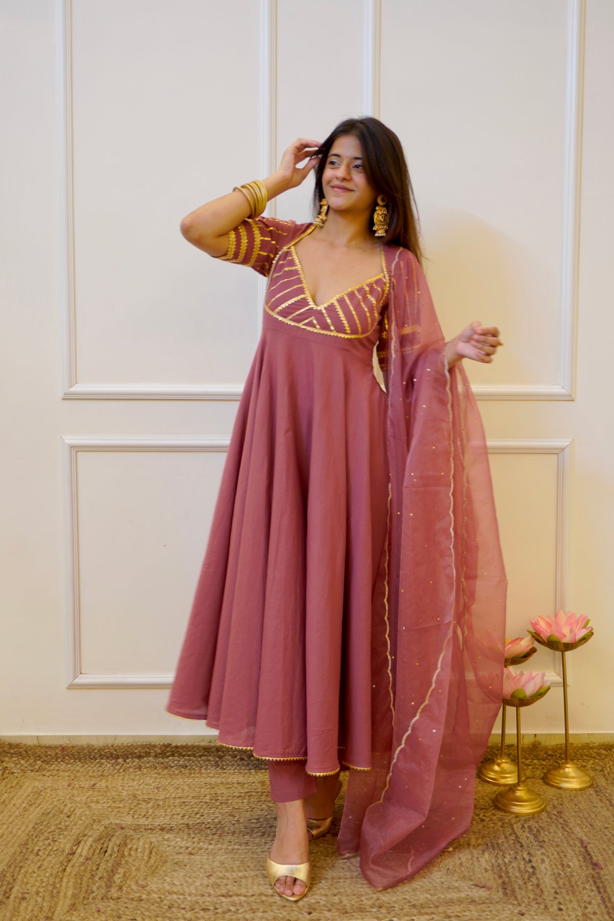 AANGI cotton anarkali set with dupatta