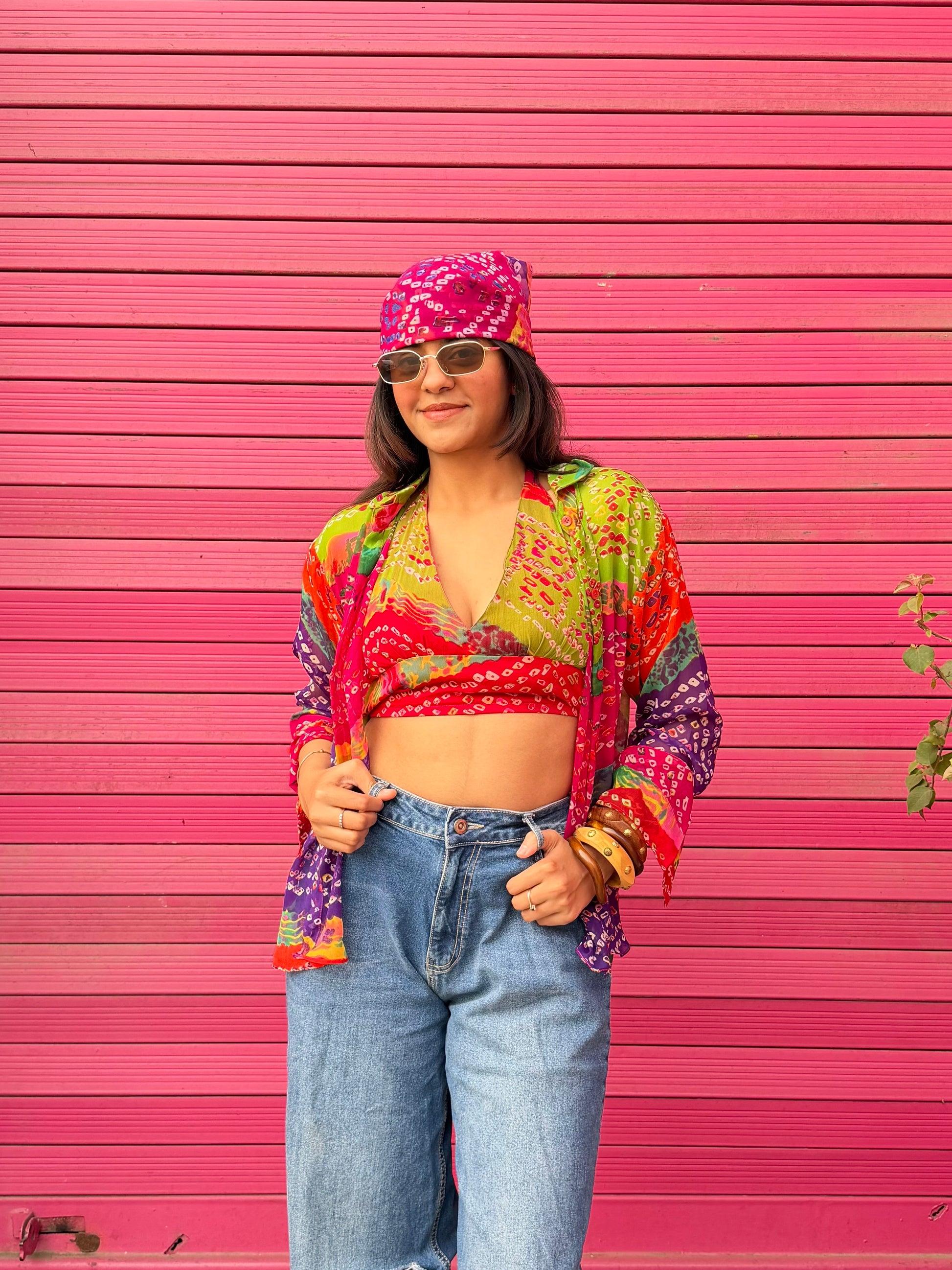 Indie Bebot Shirt & Crop Top with Bandana