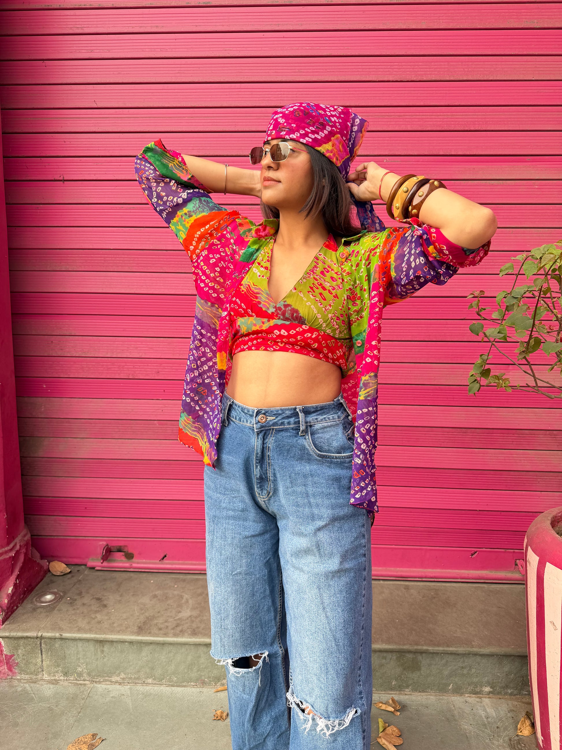 Indie Bebot Shirt & Crop Top with Bandana