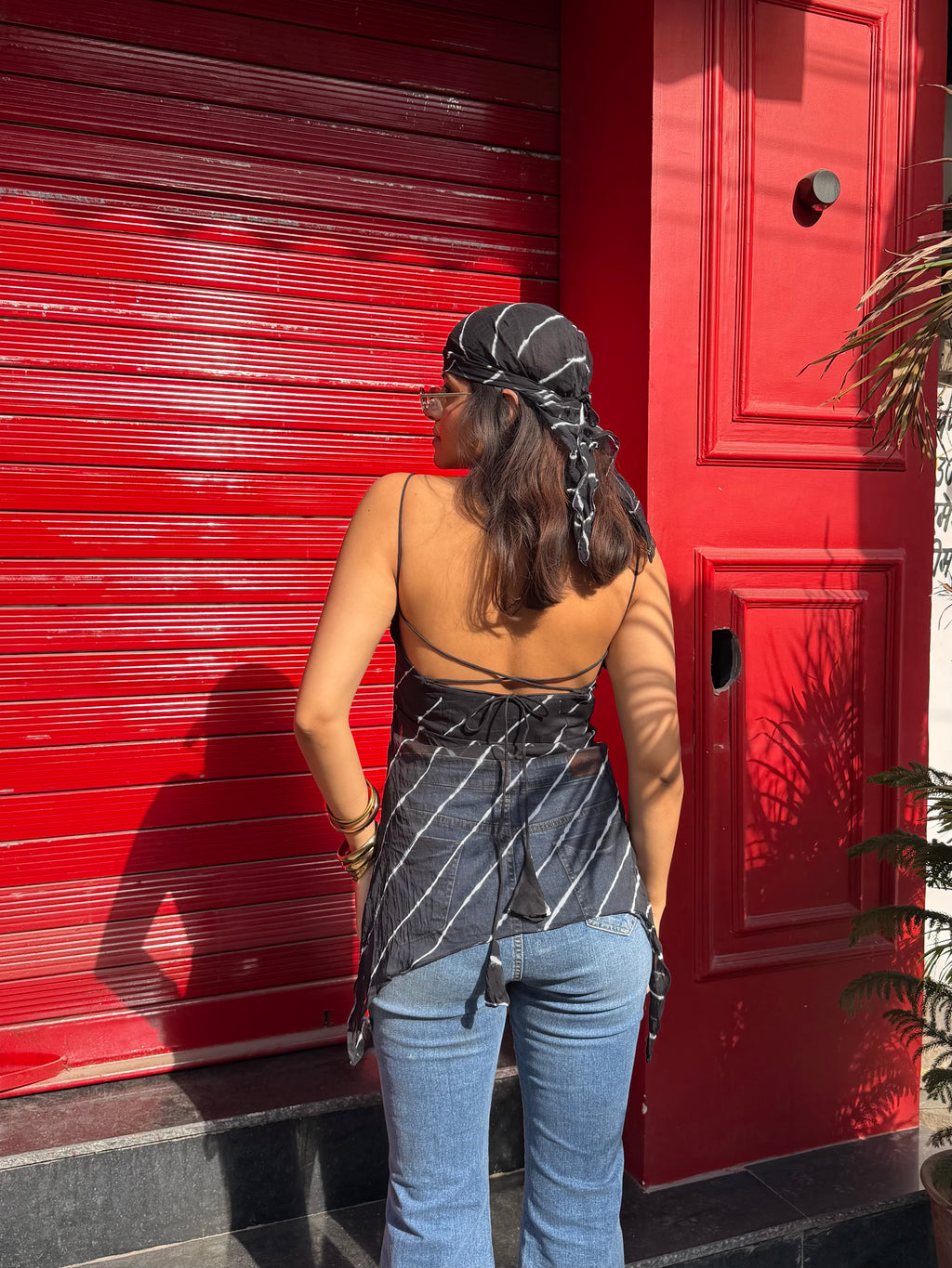 Desi Baddie Lehriya Kurti with Bandana