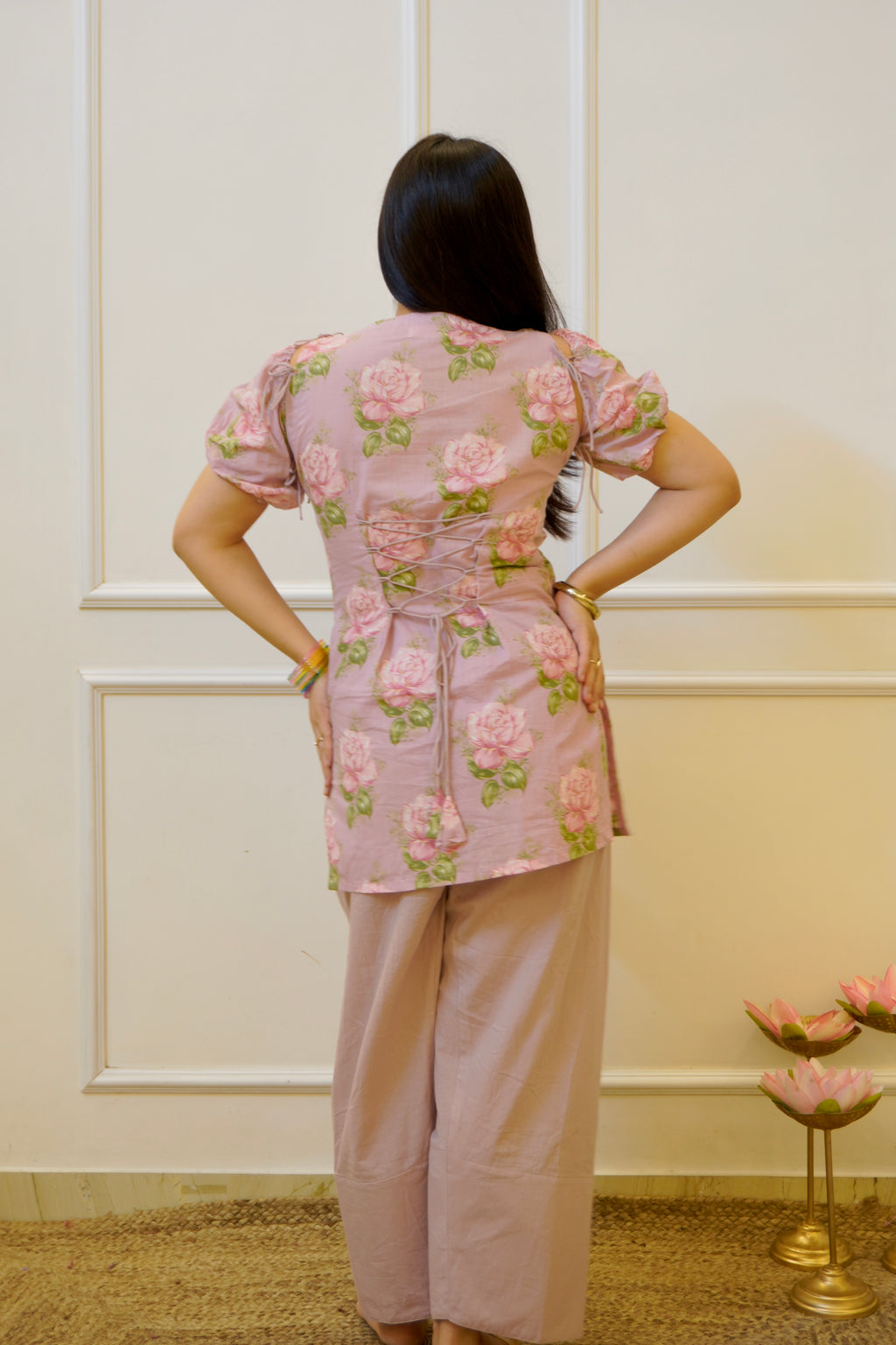 GULABAE Lavender co- ord set with detachable sleeves