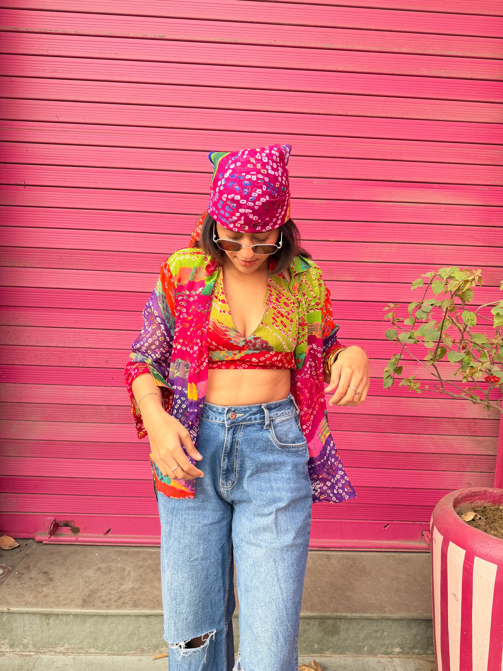 Indie Bebot Shirt & Crop Top with Bandana