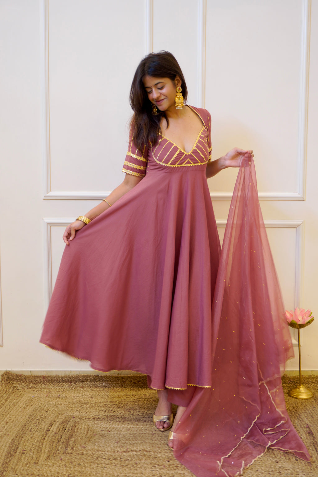 AANGI cotton anarkali set with dupatta