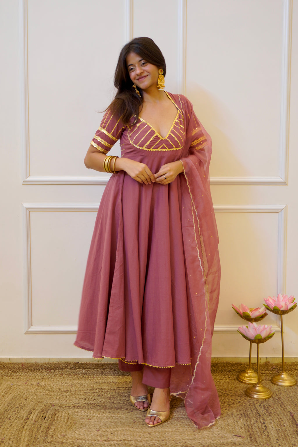 AANGI cotton anarkali set with dupatta