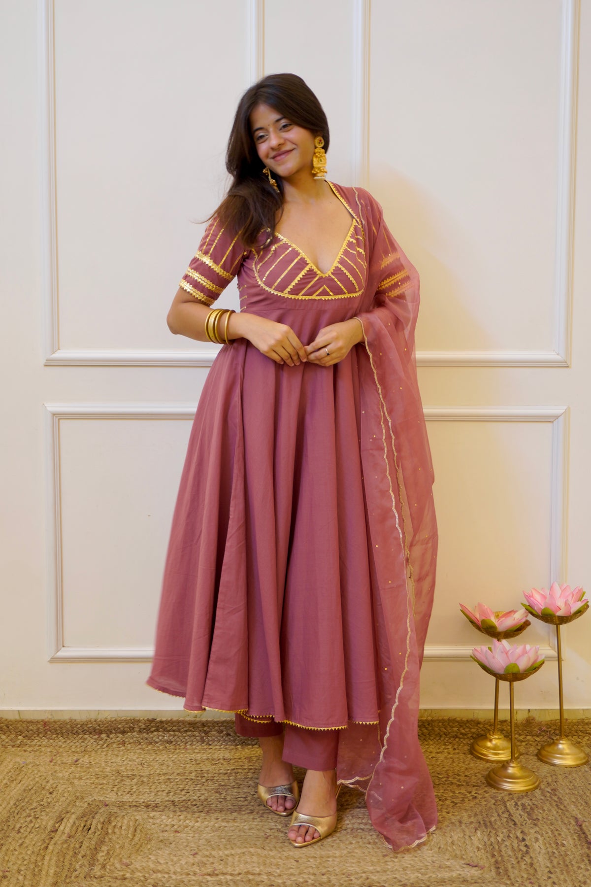 AANGI cotton anarkali set with dupatta
