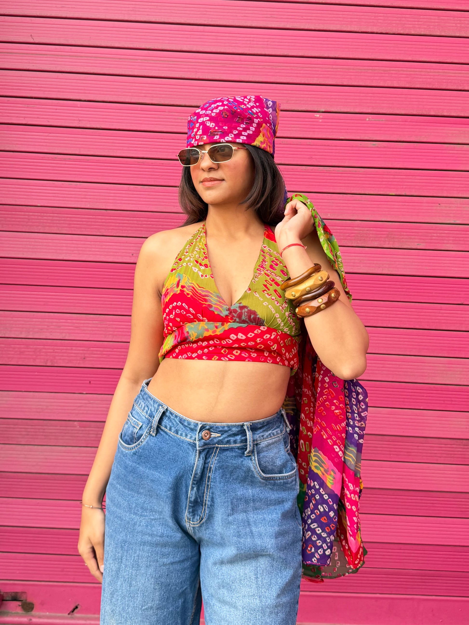 Indie Bebot Shirt & Crop Top with Bandana