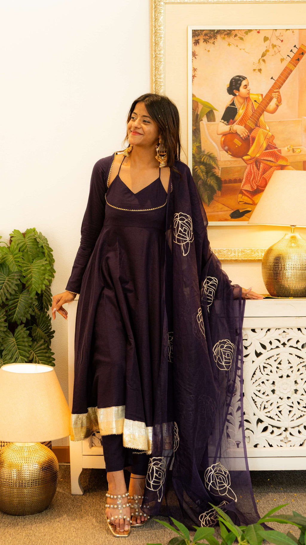 NOORANI Midnight Purple Kanchli Style Kurta Set