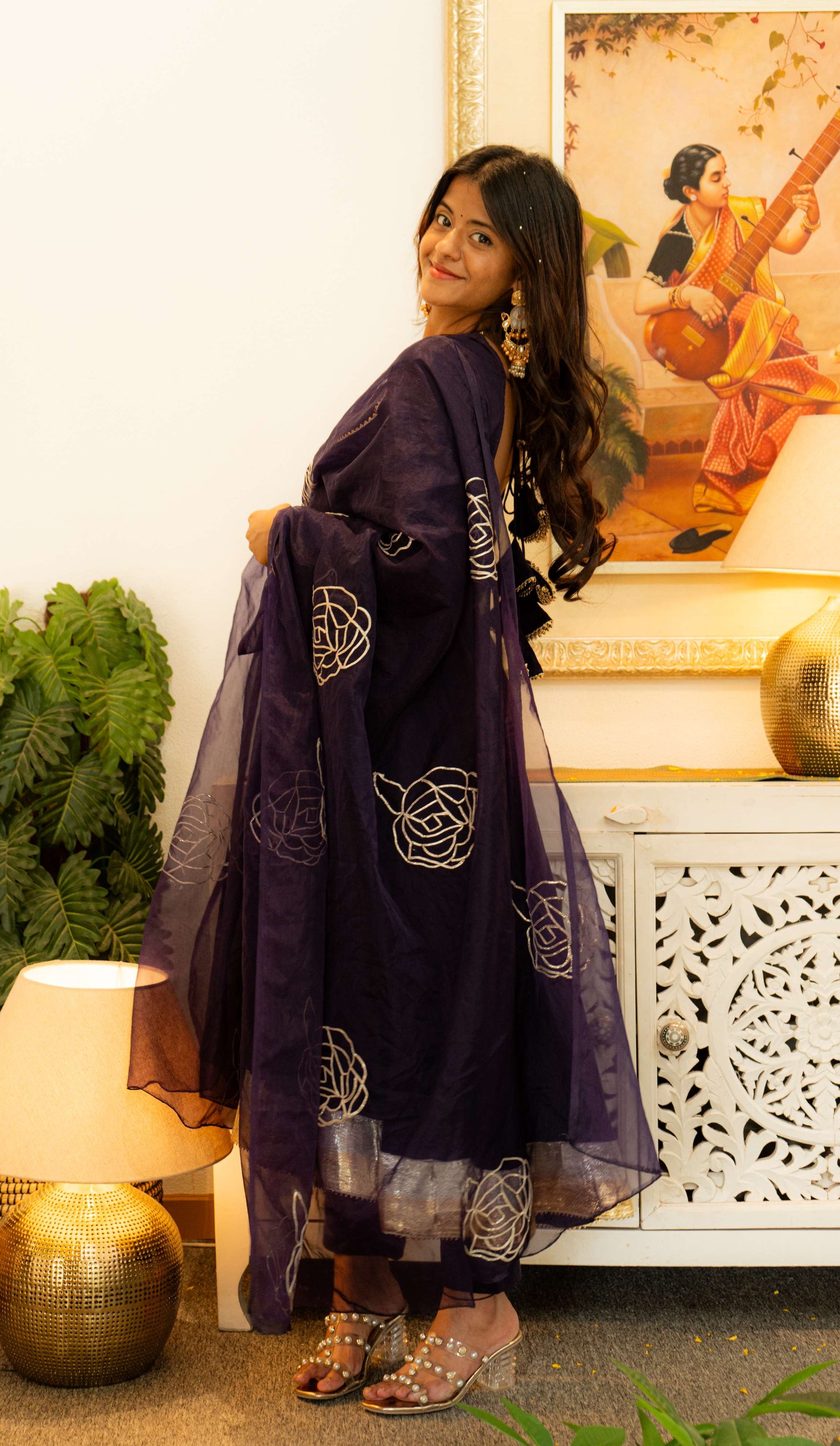 NOORANI Midnight Purple Kanchli Style Kurta Set