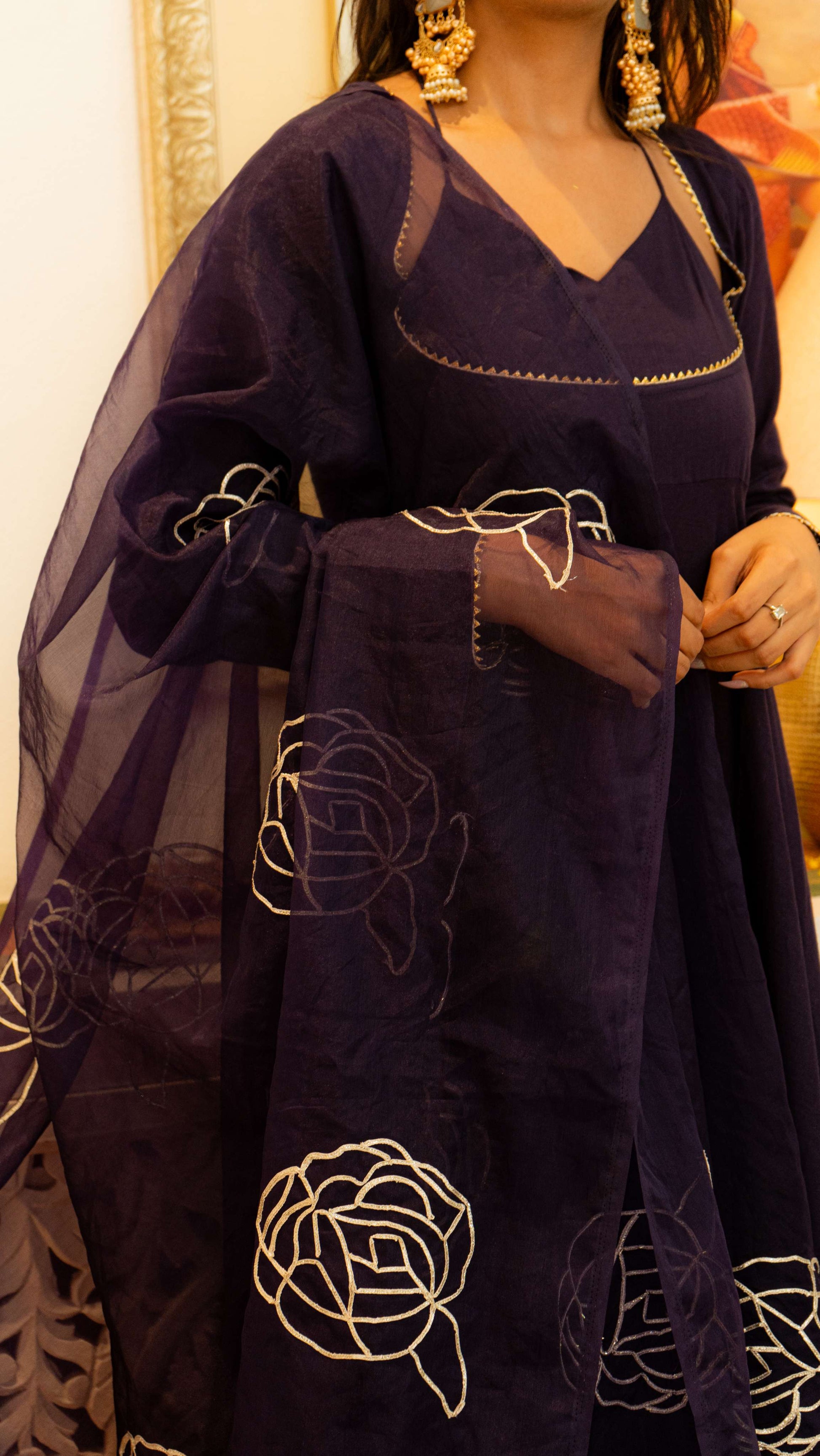 NOORANI Midnight Purple Kanchli Style Kurta Set