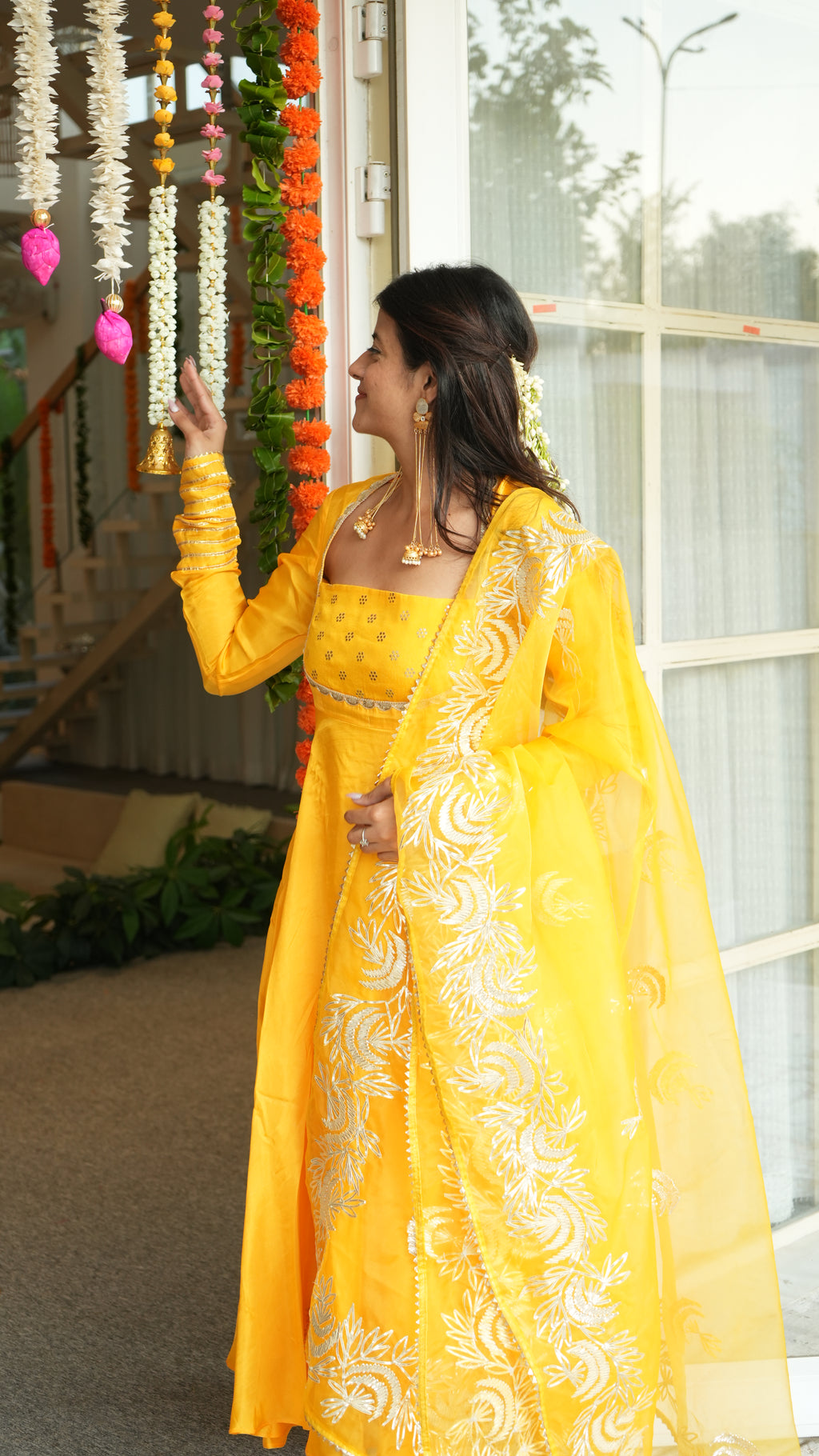 SWARNA Mango Yellow Anarkali Kurta Set