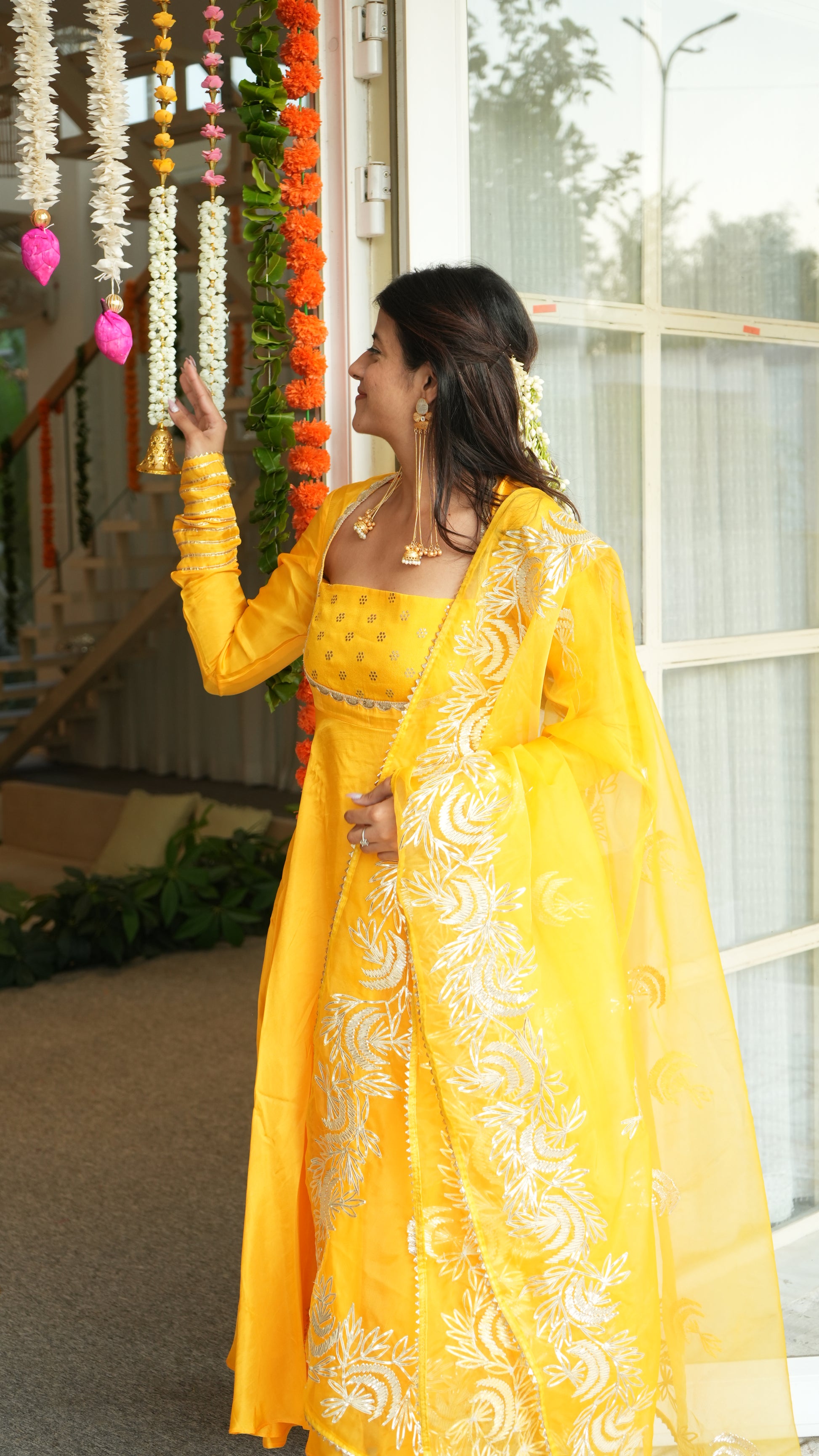 SWARNA Mango Yellow Anarkali Kurta Set