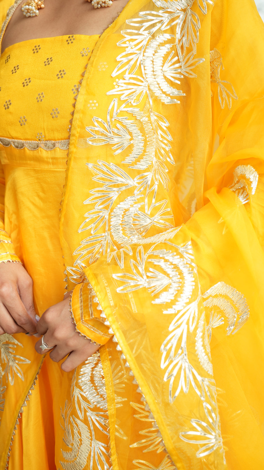 SWARNA Mango Yellow Anarkali Kurta Set