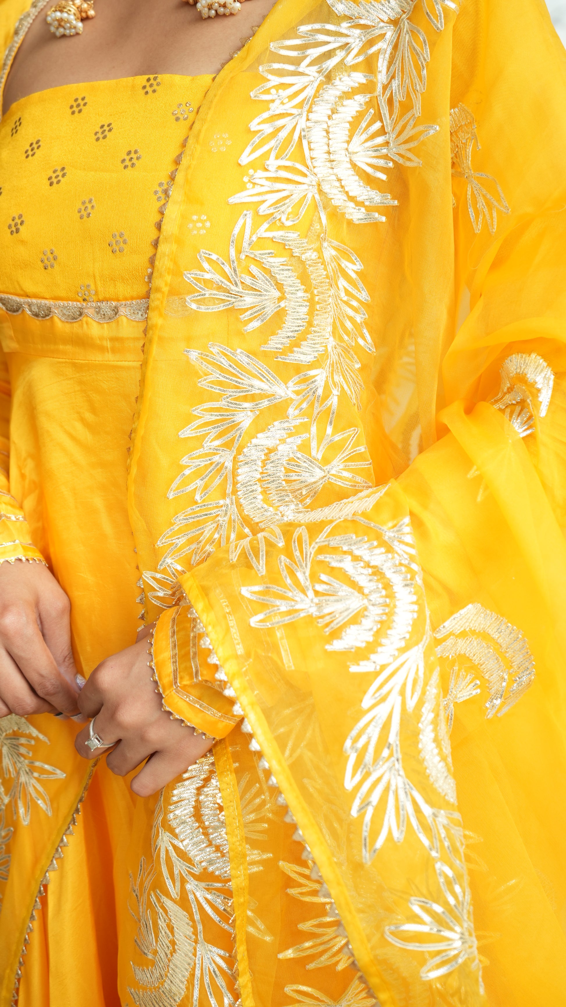 SWARNA Mango Yellow Anarkali Kurta Set