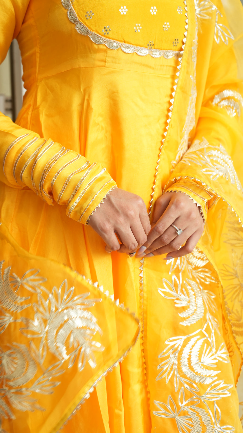 SWARNA Mango Yellow Anarkali Kurta Set