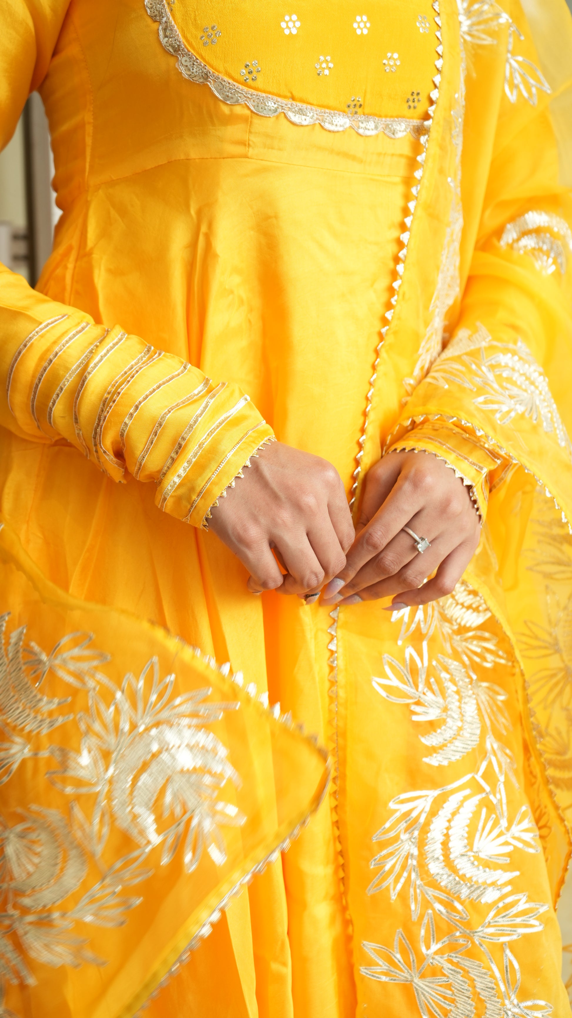SWARNA Mango Yellow Anarkali Kurta Set
