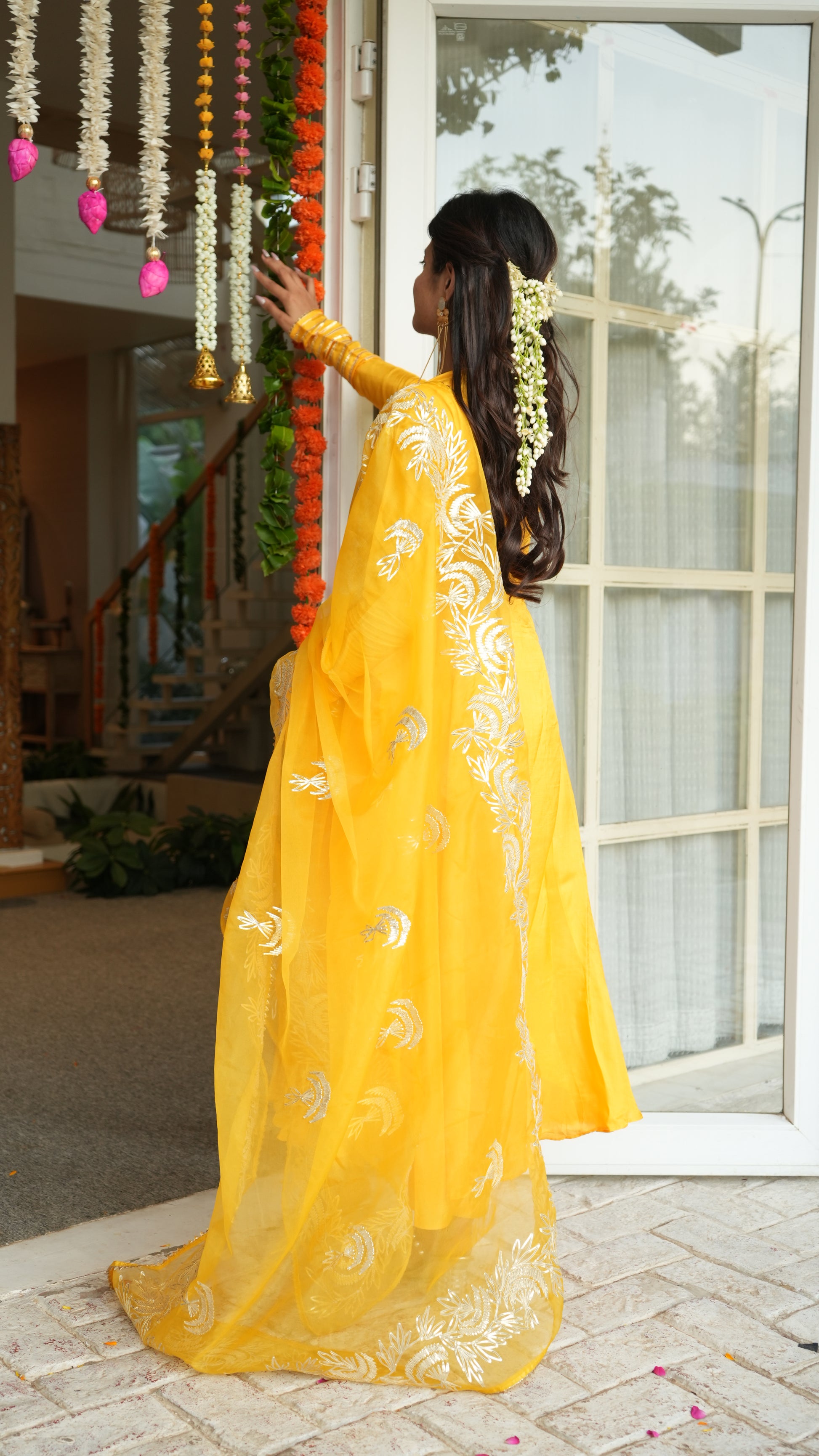 SWARNA Mango Yellow Anarkali Kurta Set