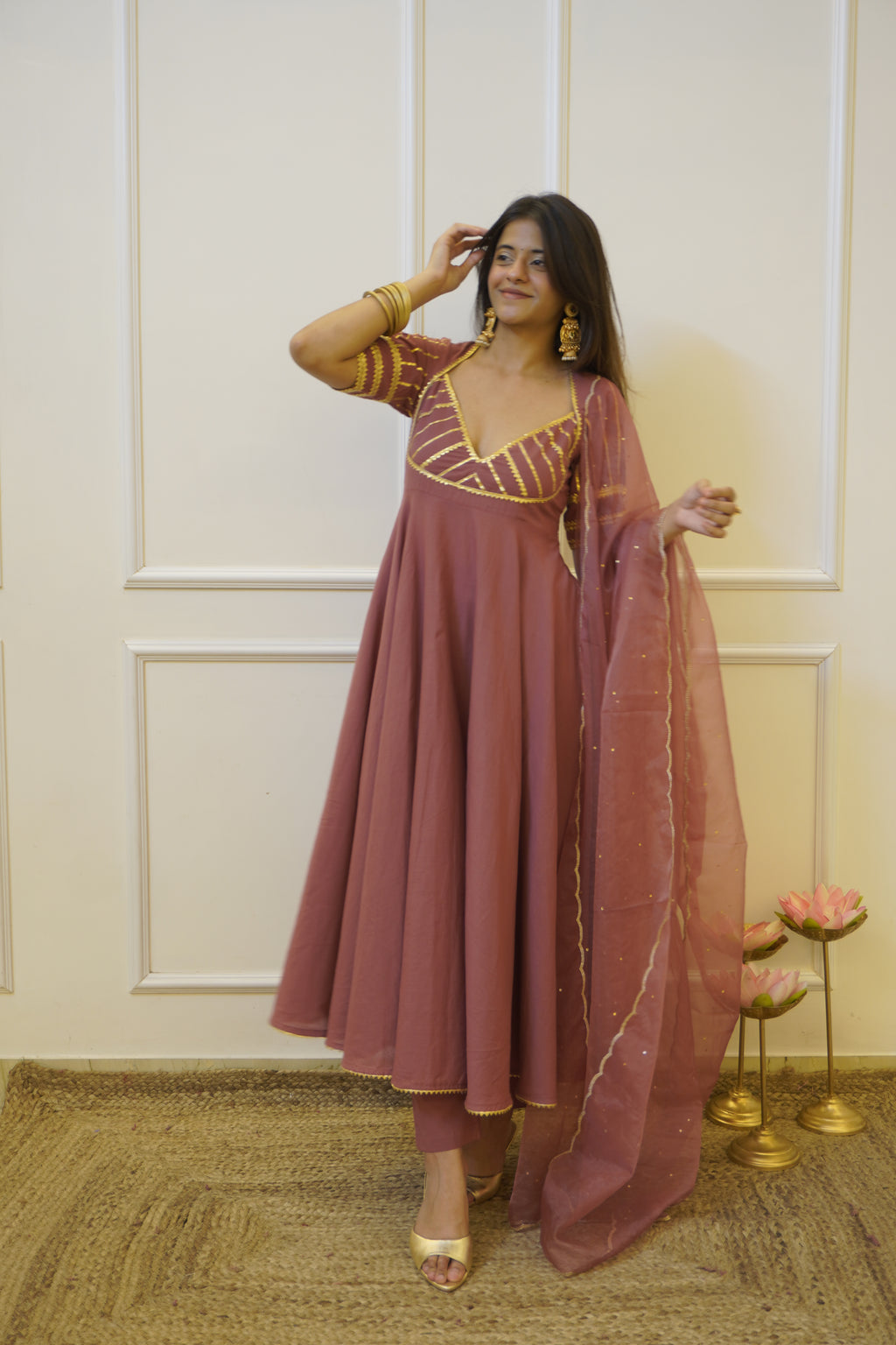 AANGI cotton anarkali set with dupatta
