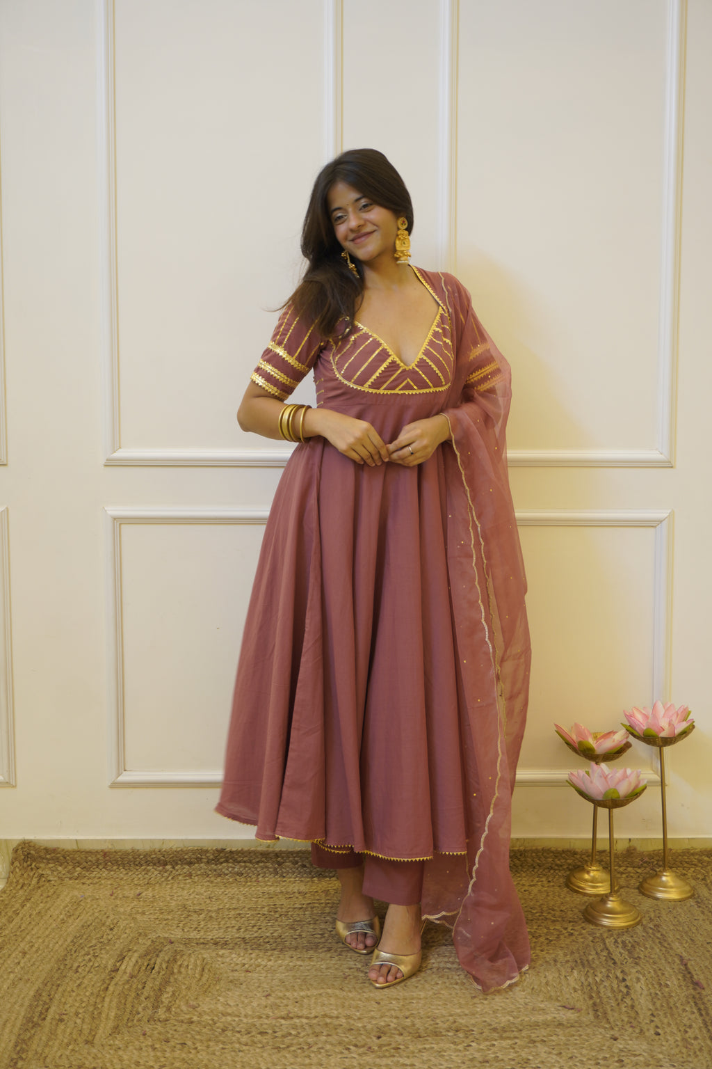 AANGI cotton anarkali set with dupatta
