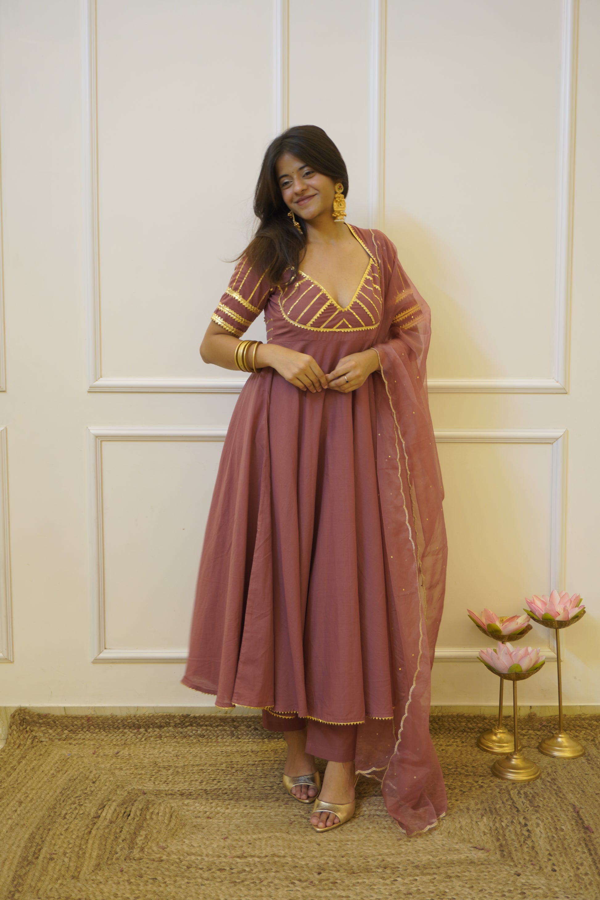 AANGI cotton anarkali set with dupatta