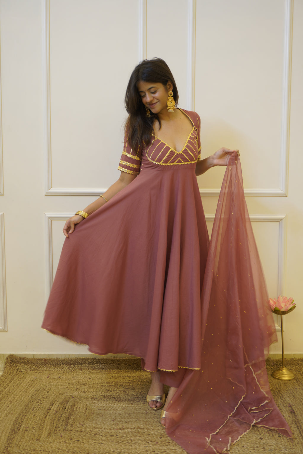 AANGI cotton anarkali set with dupatta