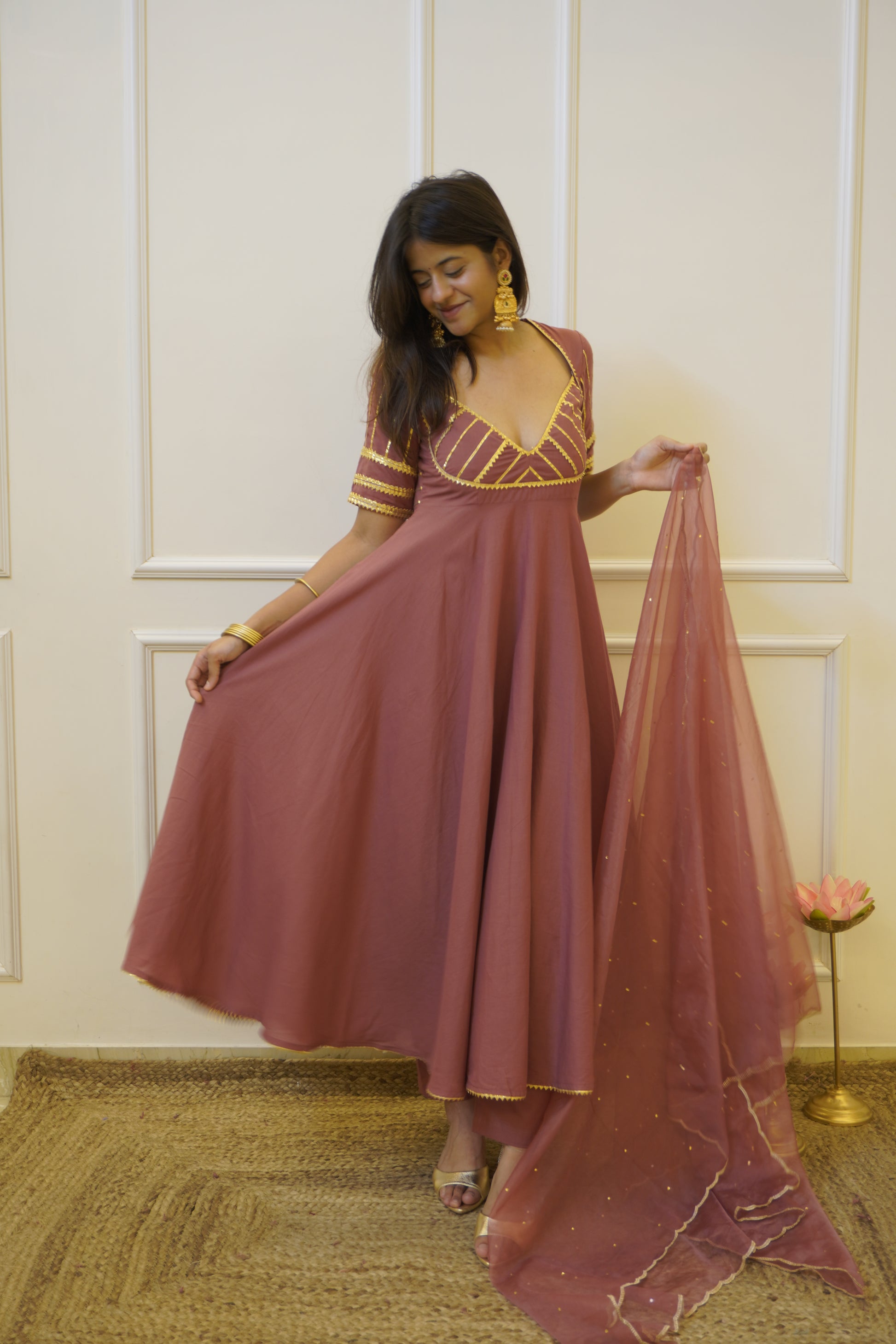 AANGI cotton anarkali set with dupatta