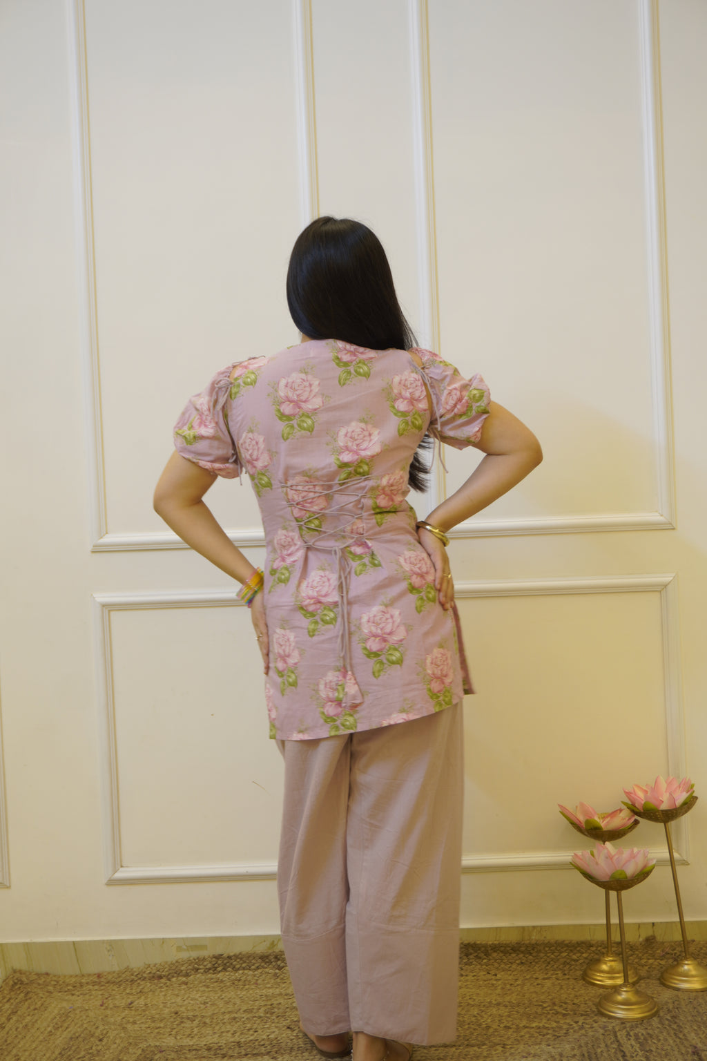 GULABAE Lavender co- ord set with detachable sleeves