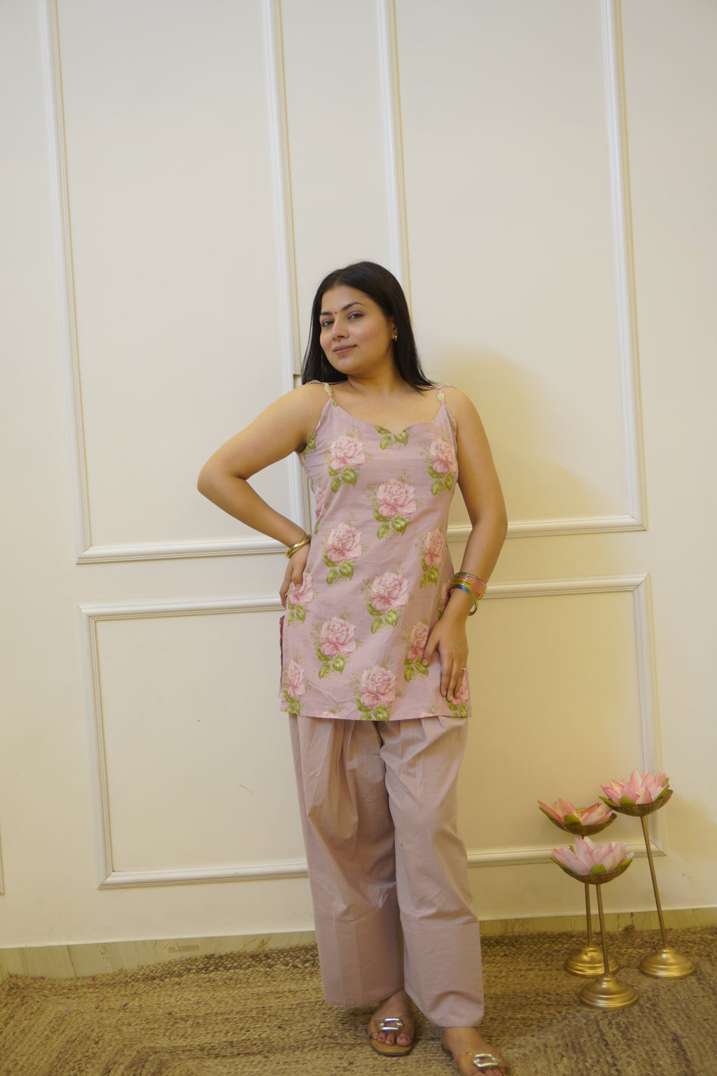 GULABAE Lavender co- ord set with detachable sleeves