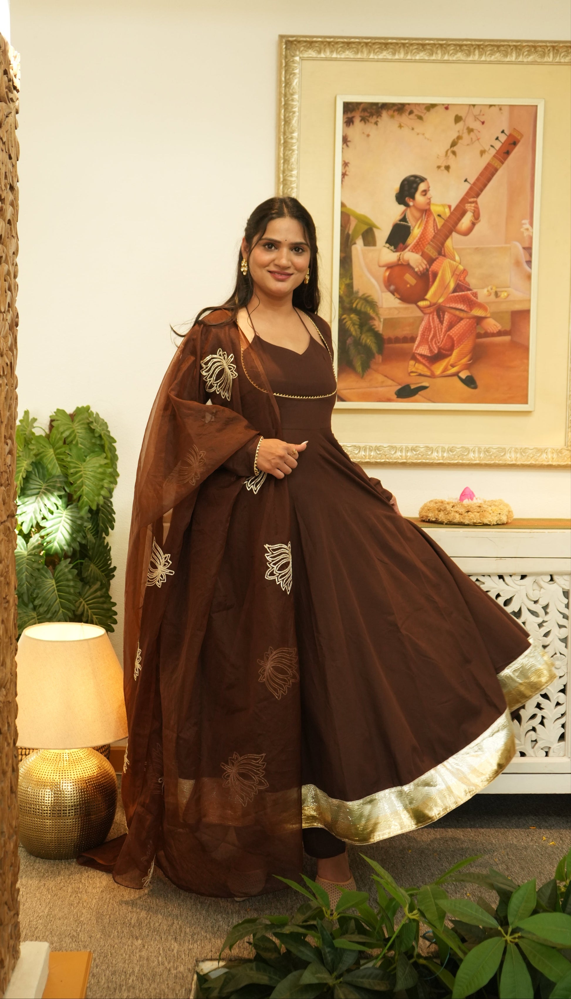 NOORANI Brown Kanchli Style Kurta Set