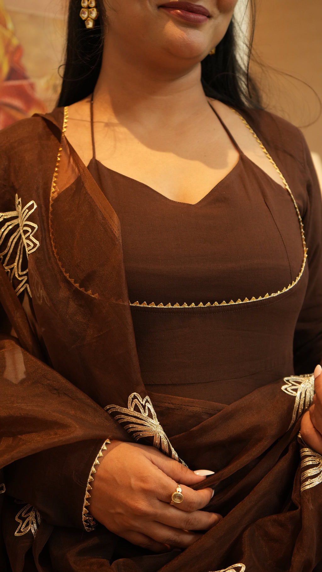 NOORANI Brown Kanchli Style Kurta Set