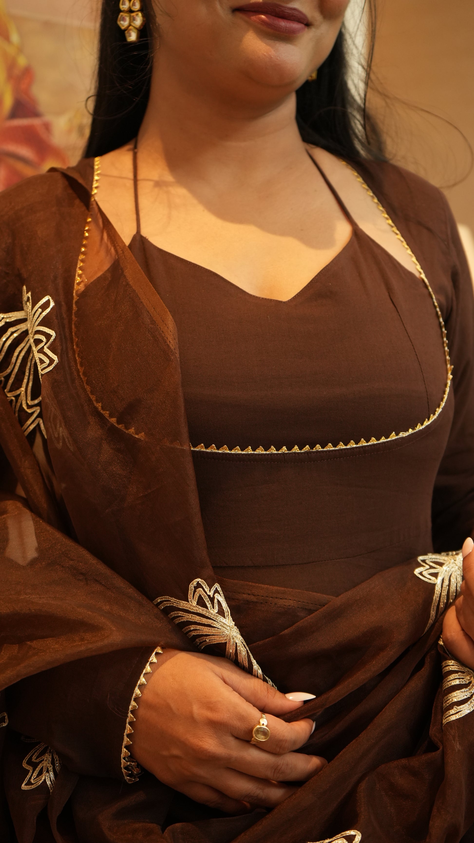 NOORANI Brown Kanchli Style Kurta Set