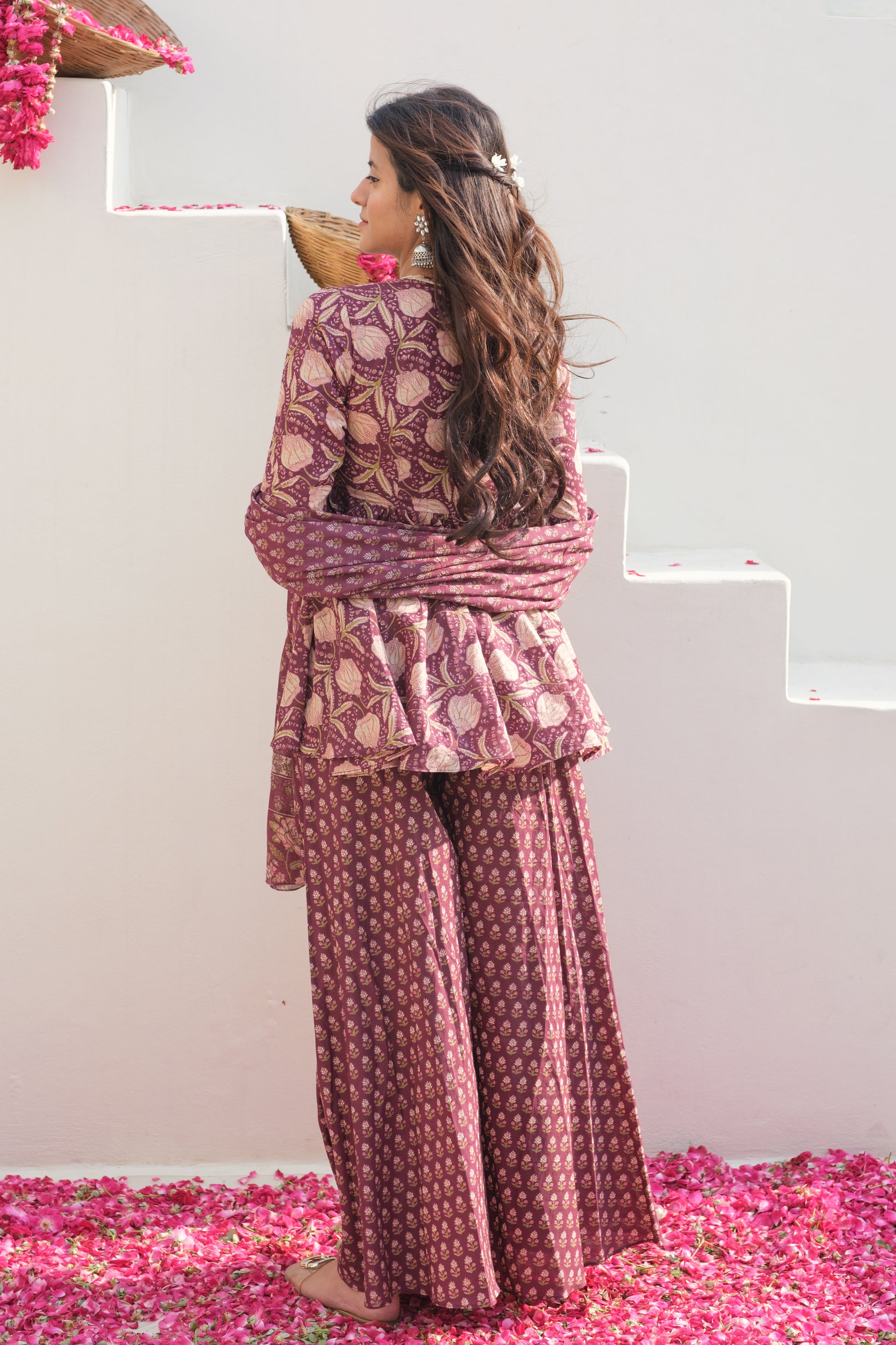 PAHELI Dark Mauve Angrakha Set