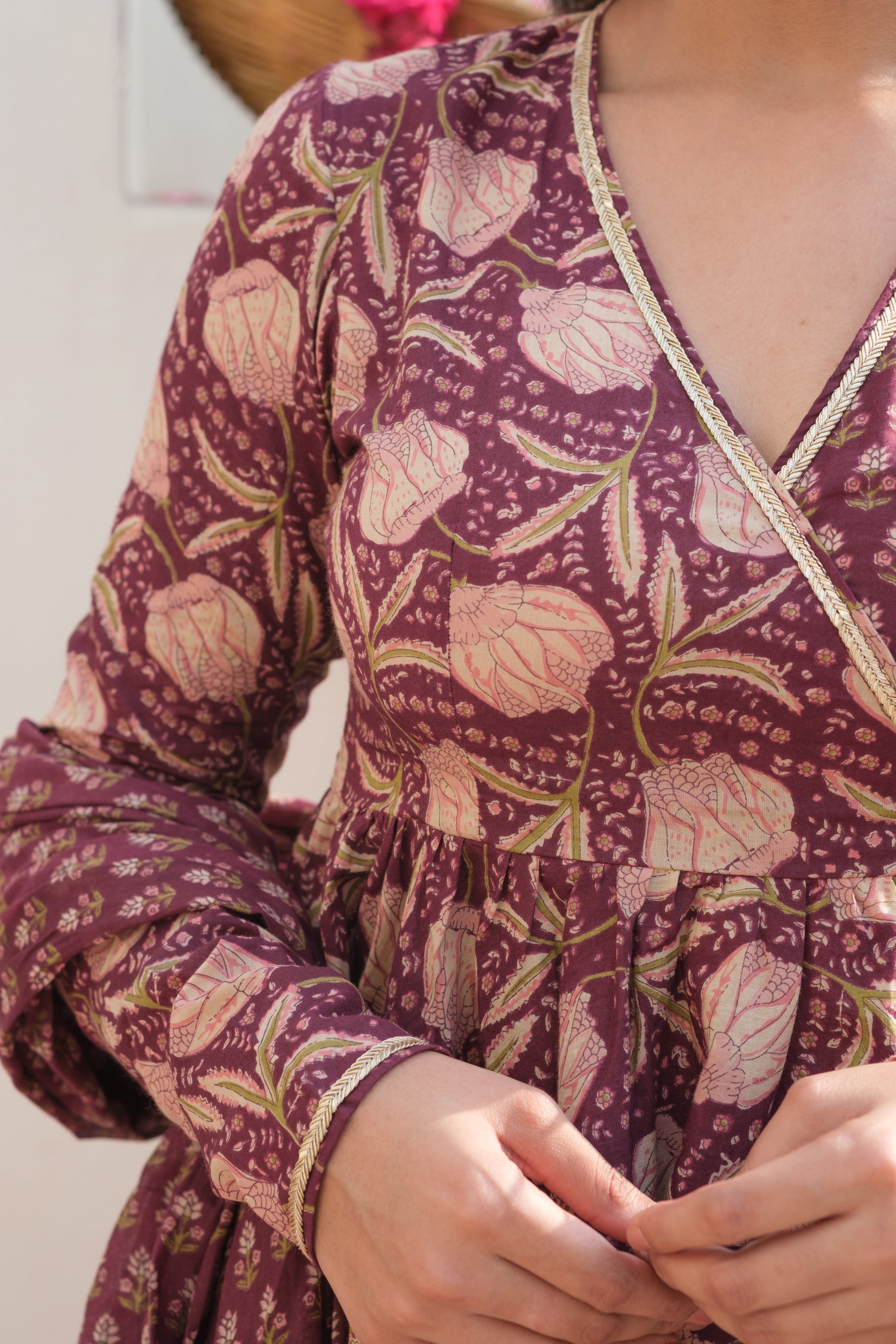 PAHELI Dark Mauve Angrakha Set