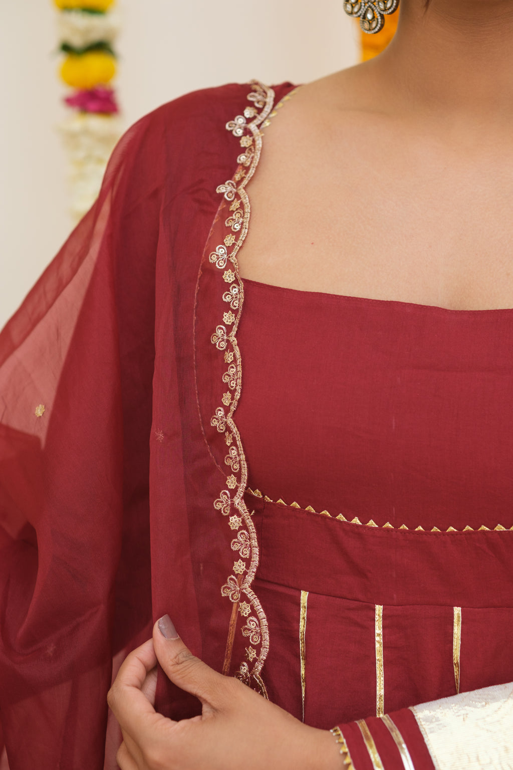 GHOOMAR Royal Maroon Anarkali Set