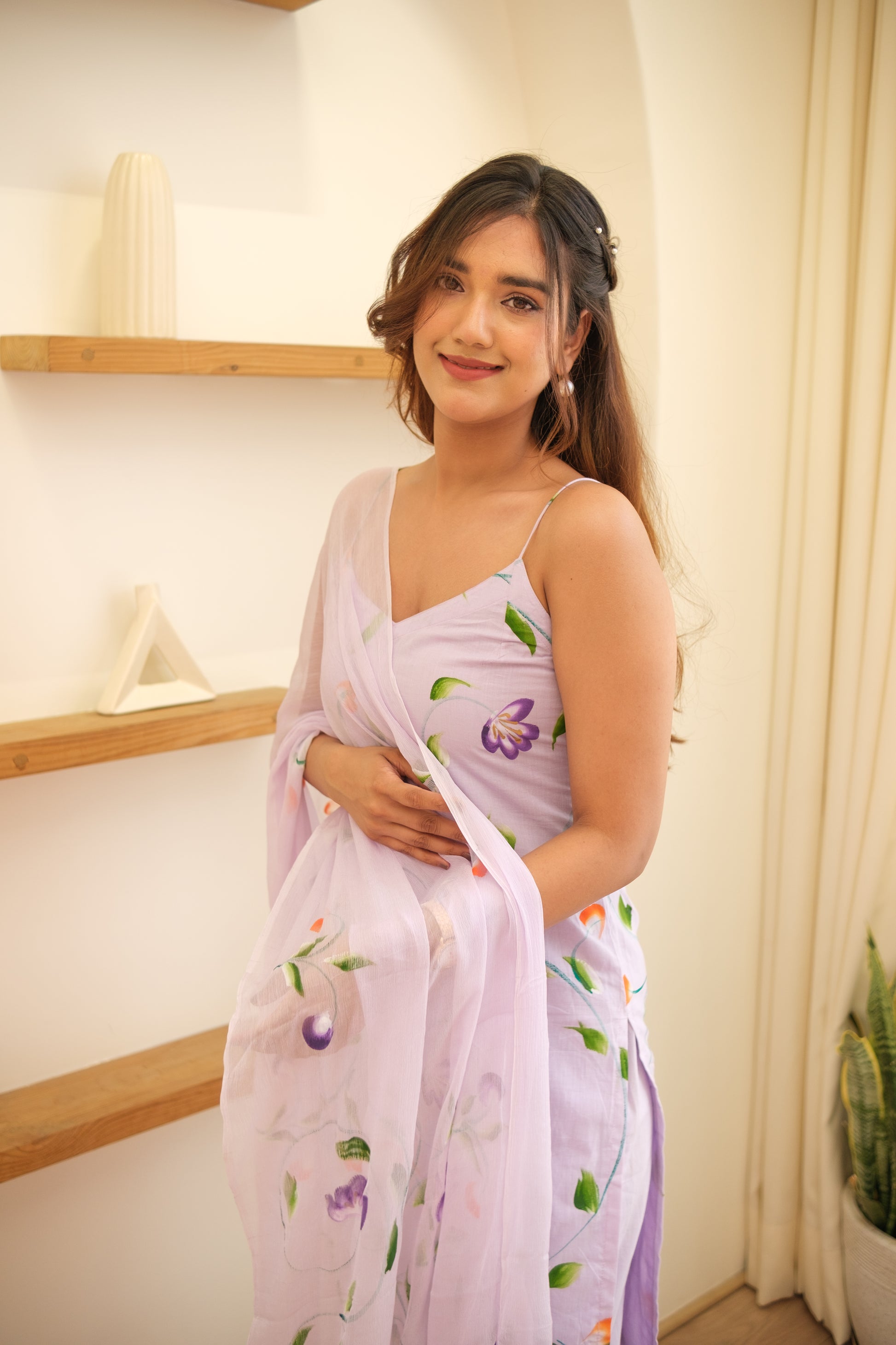 AABROO Lavender Hand Painted Kurta Set