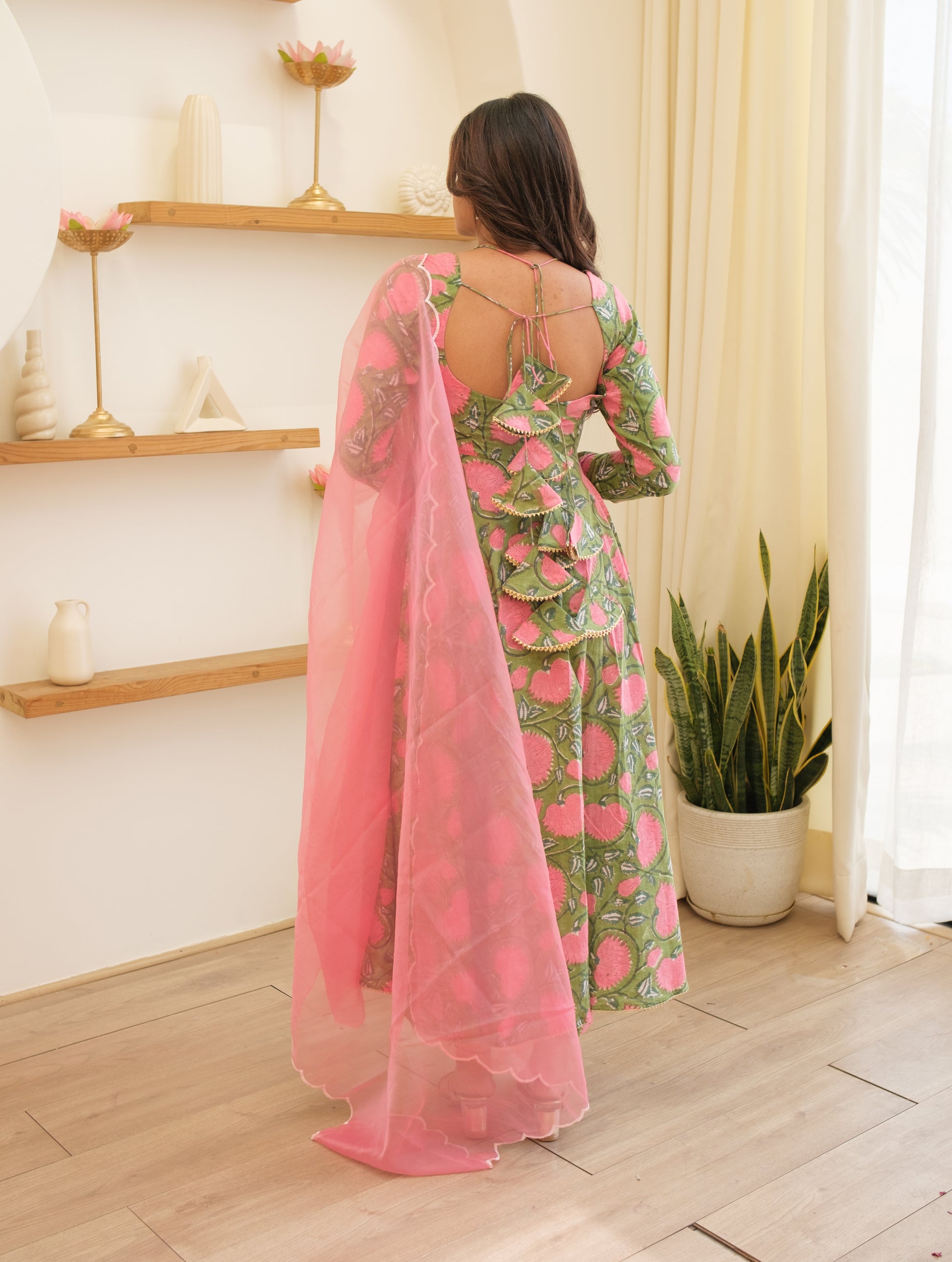 KANCHLI Green Floral Kurta Set