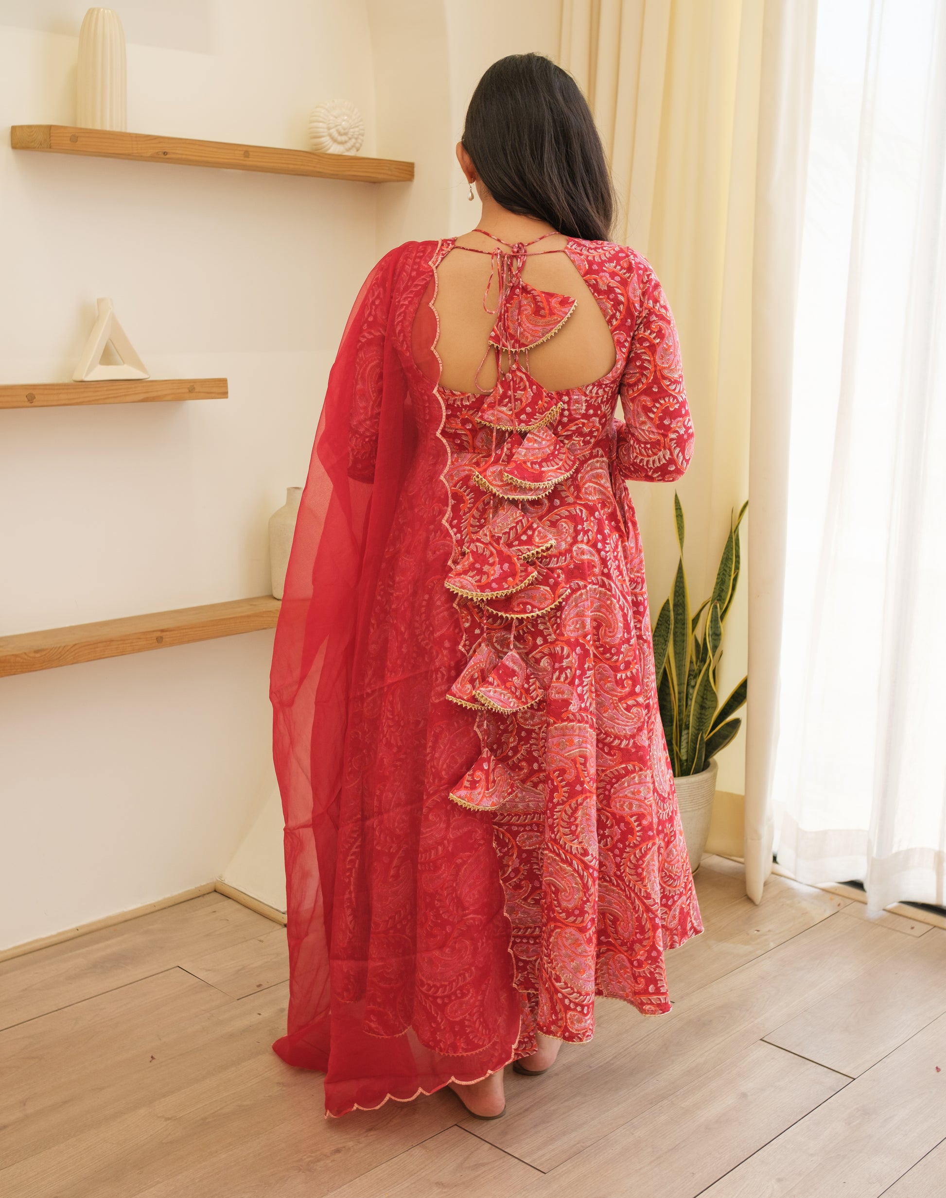 KANCHLI Red Floral Kurta Set