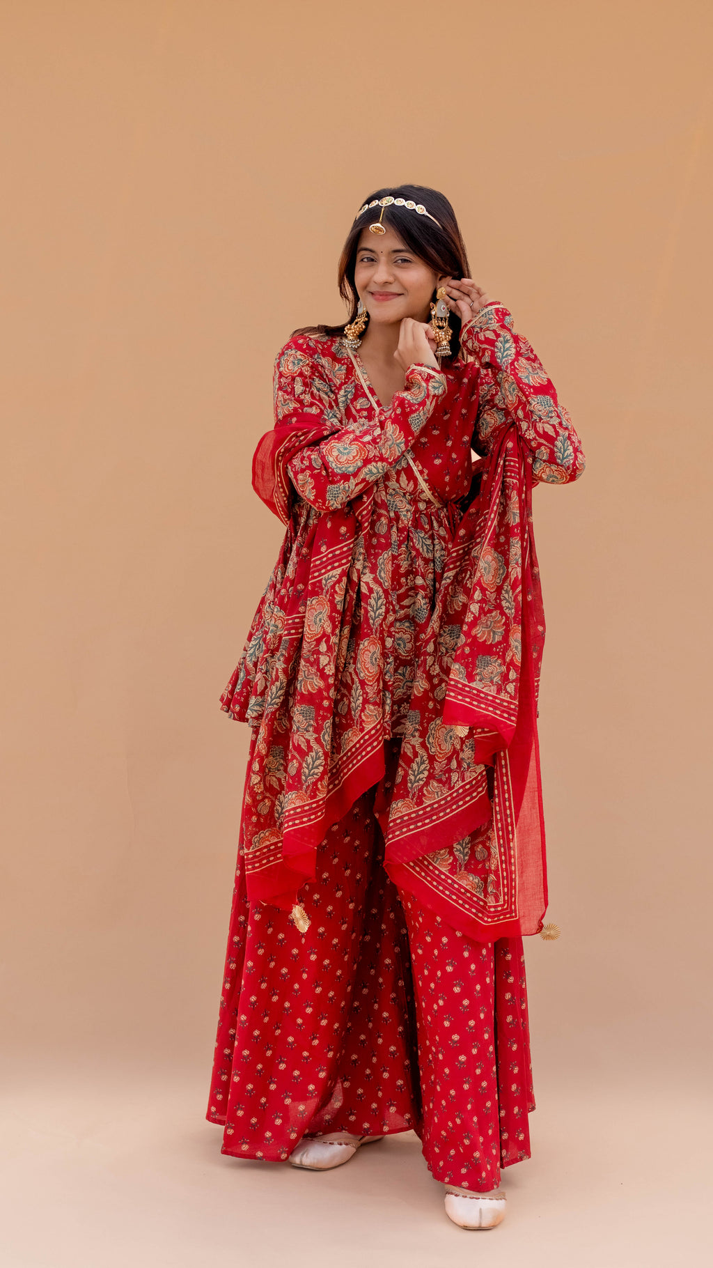 PAHELI Red Angrakha Set