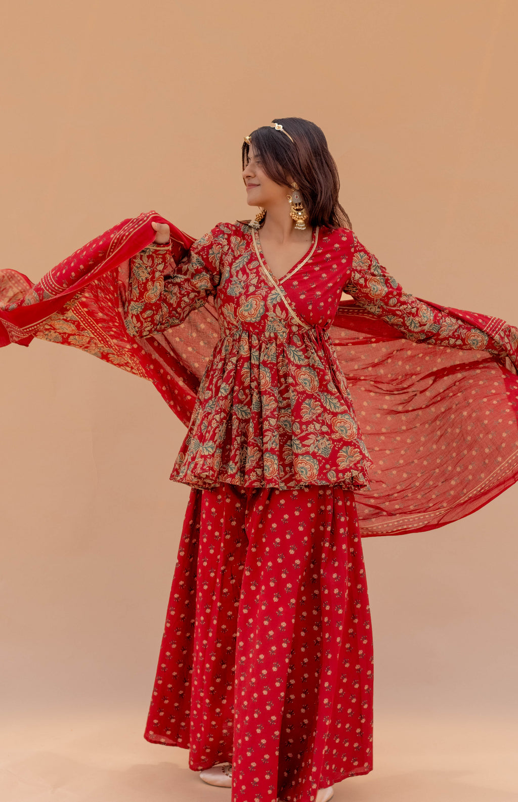 PAHELI Red Angrakha Set
