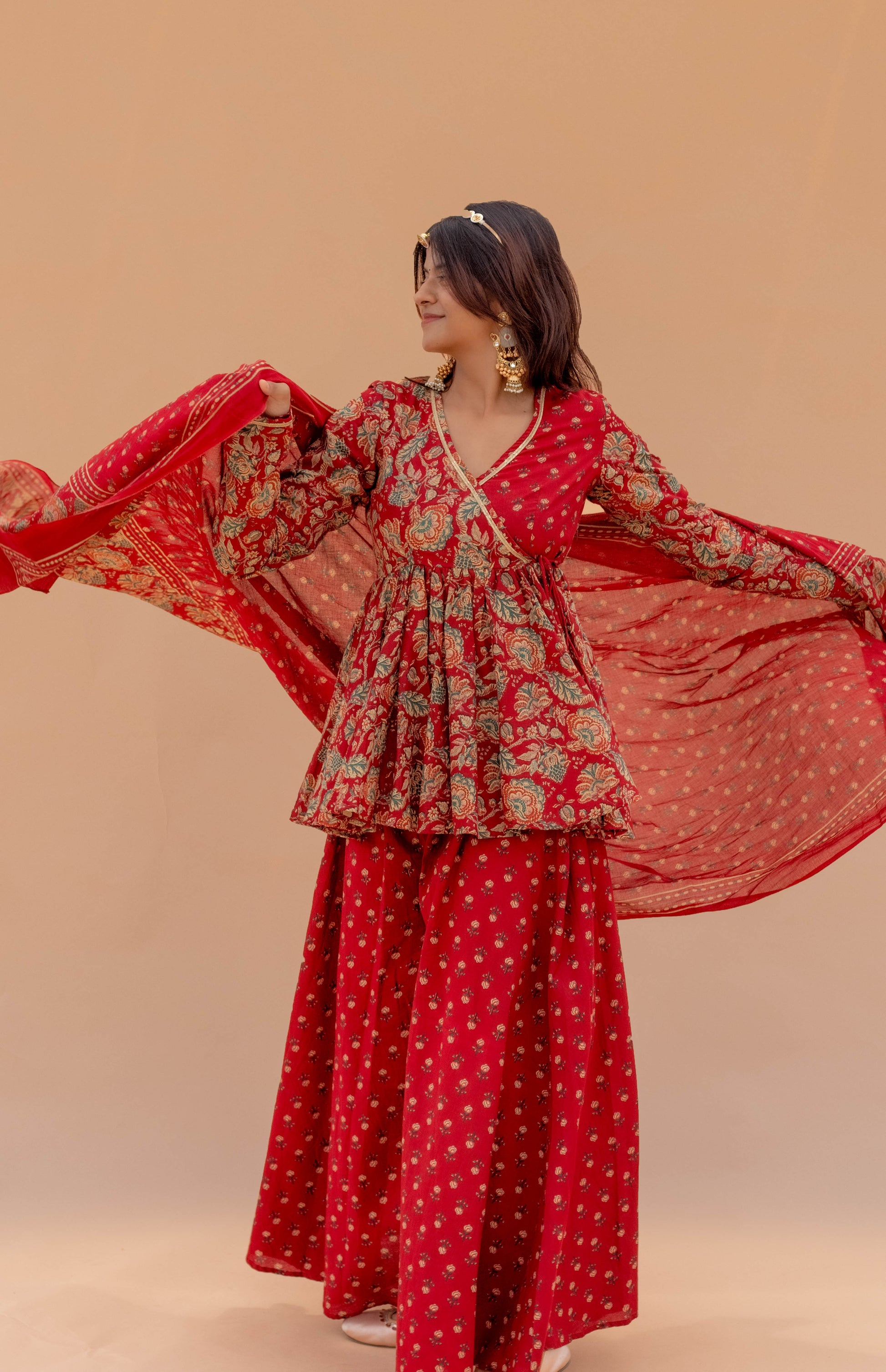 PAHELI Red Angrakha Set