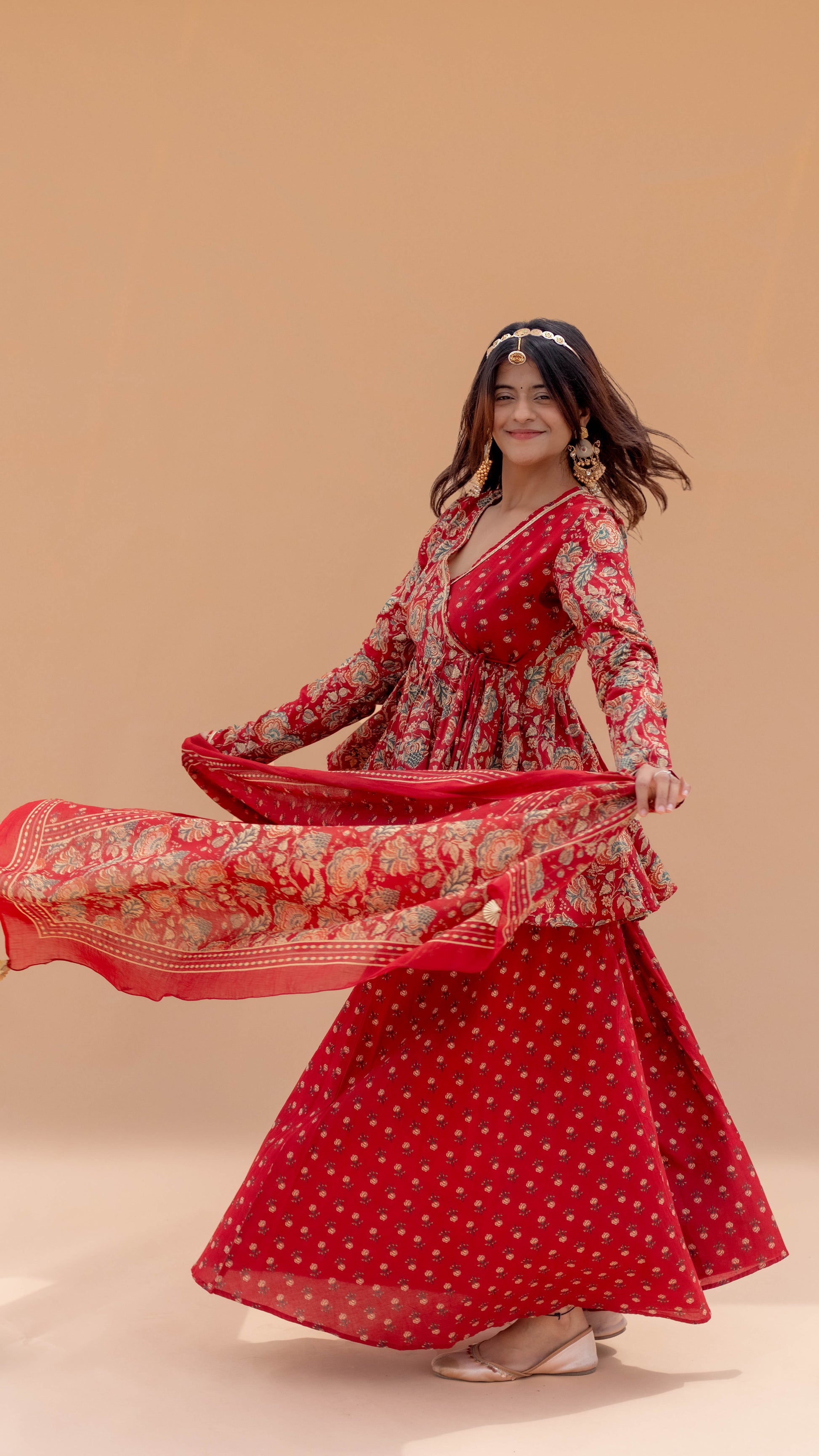 PAHELI Red Angrakha Set