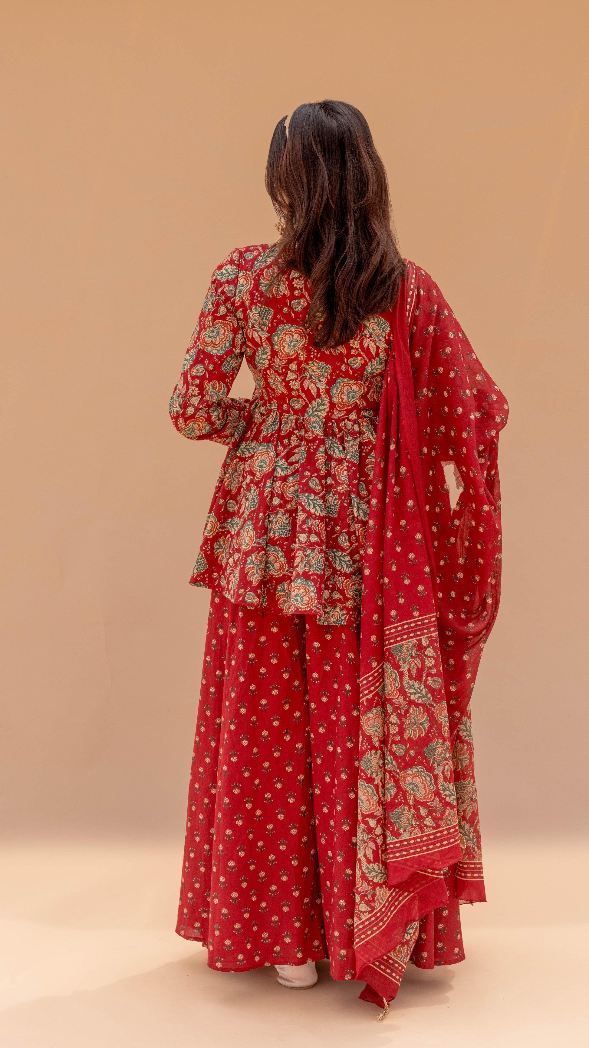 PAHELI Red Angrakha Set